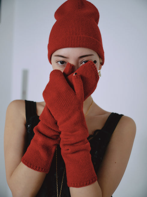1217. light cashmere open-tip mittens(予約商品)