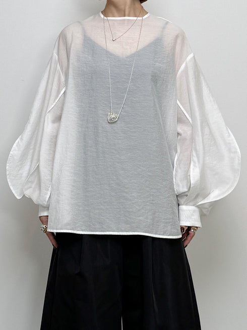 sheer volume sleeve blouse