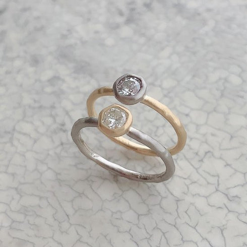 N°7 K18arm classy combination ring 0.3ct