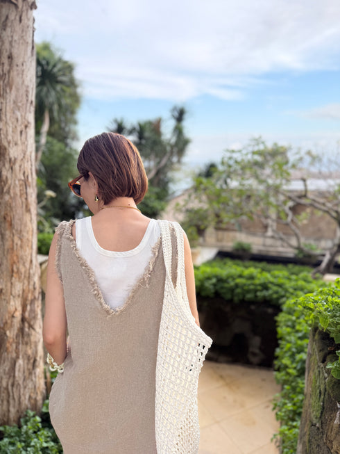1099. rich linen fringe tank(予約商品)