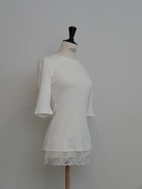 "NEW" lace trim tee(予約商品)