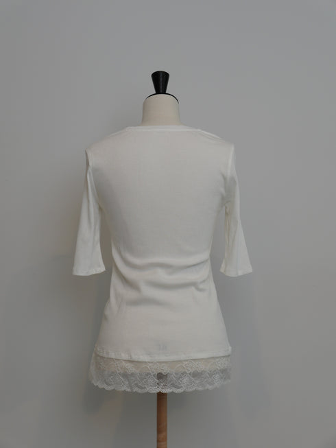 "NEW" lace trim tee(予約商品)