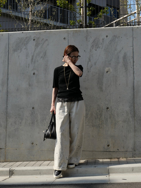 "NEW" lace trim tee(予約商品)