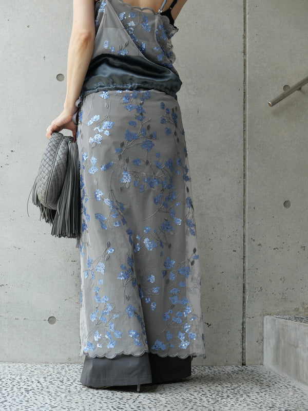 1219. matte sequin tulle wrap apron(予約商品)