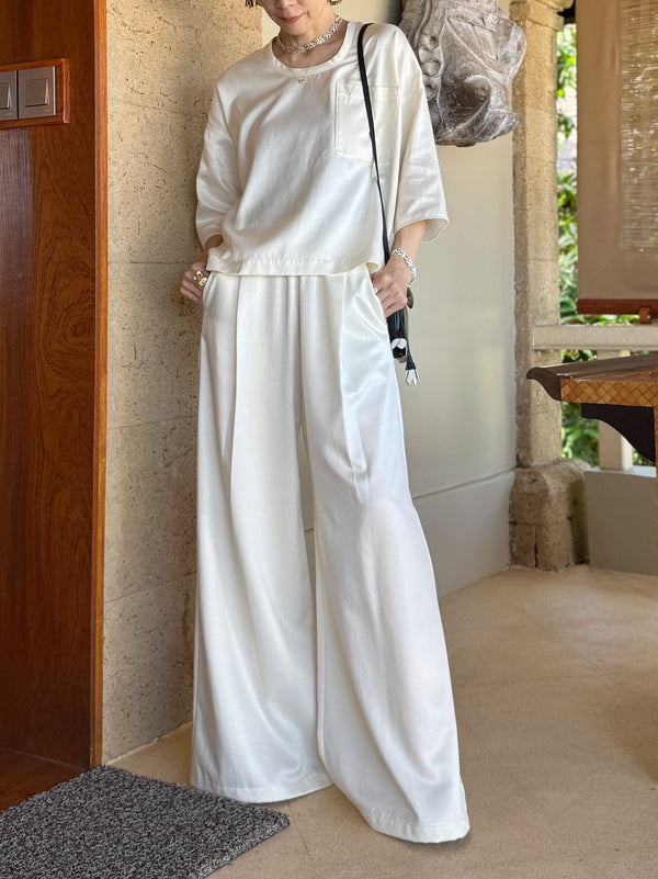 cupro-cotton cylinder wide pants