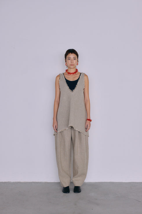 1099. rich linen fringe tank(予約商品)