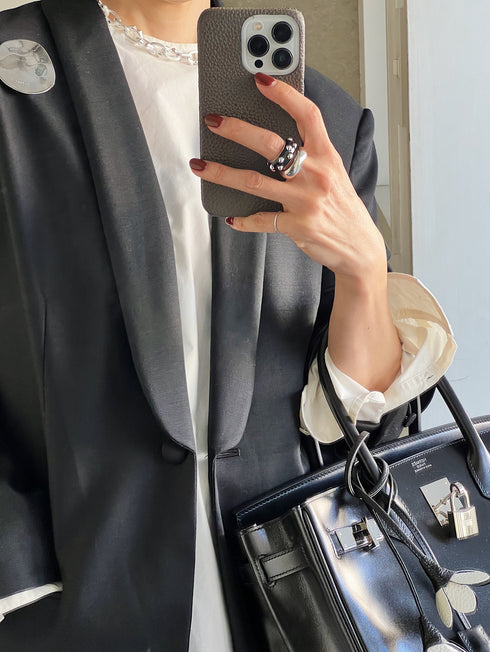 1052. silk wool shawl collar jacket
