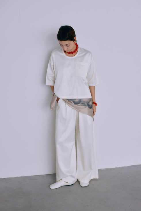 1011. cupro-cotton cylinder wide pants