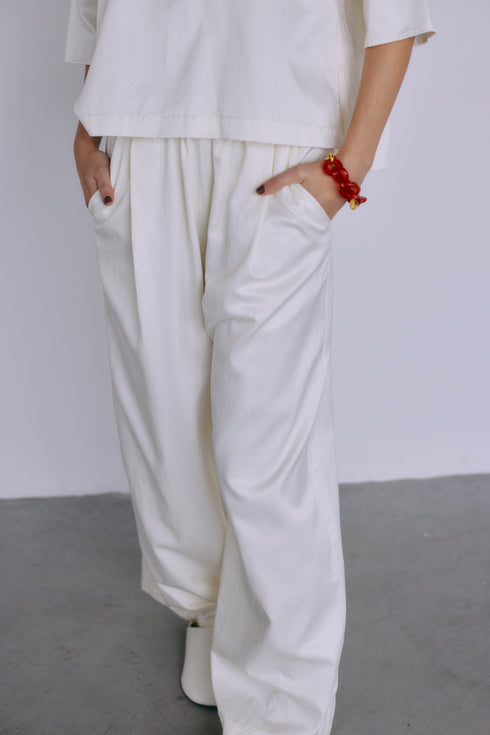 1011. cupro-cotton cylinder wide pants