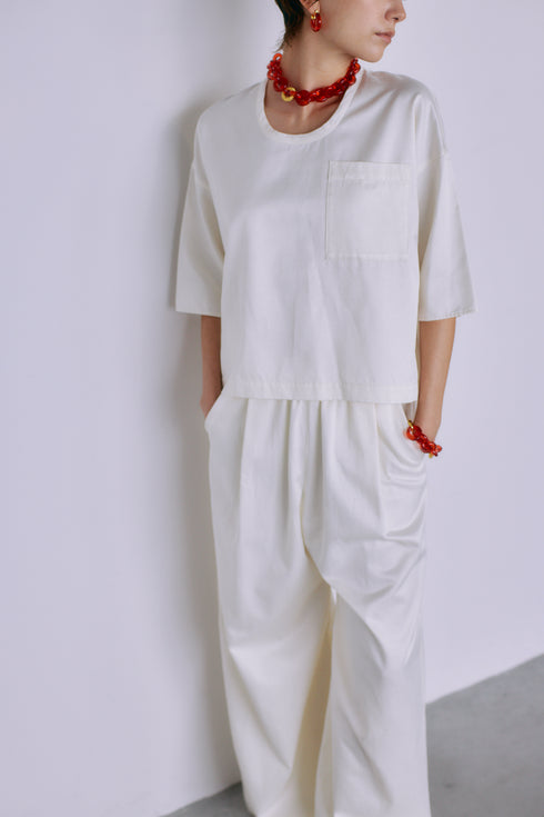 1011. cupro-cotton cylinder wide pants