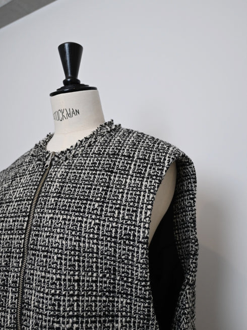 egg zip vest(wool tweed)