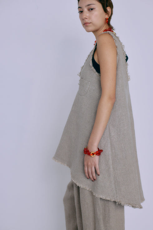 1099. rich linen fringe tank(予約商品)