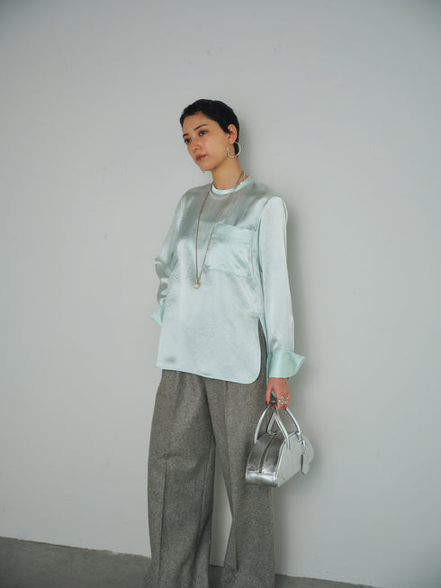 3piece - flannel wide slacks