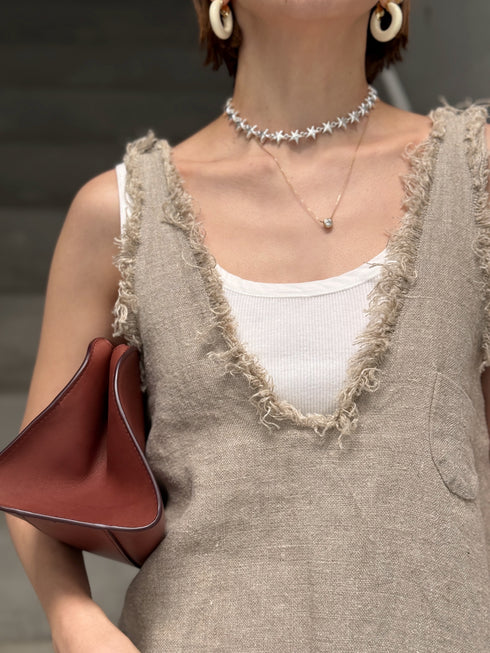 1099. rich linen fringe tank(予約商品)