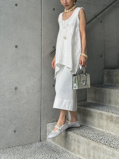 1099. rich linen fringe tank(予約商品)