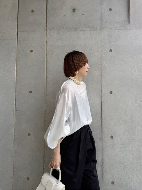 sheer volume sleeve blouse