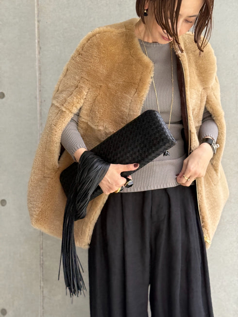 1201. Elise shearling cape jacket(予約商品)※ギフトあり