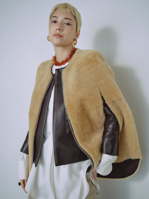 1201. Elise shearling cape jacket(予約商品)※ギフトあり