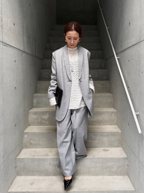 1052. silk wool shawl collar jacket