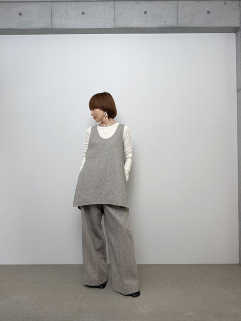 3piece - flannel wide slacks