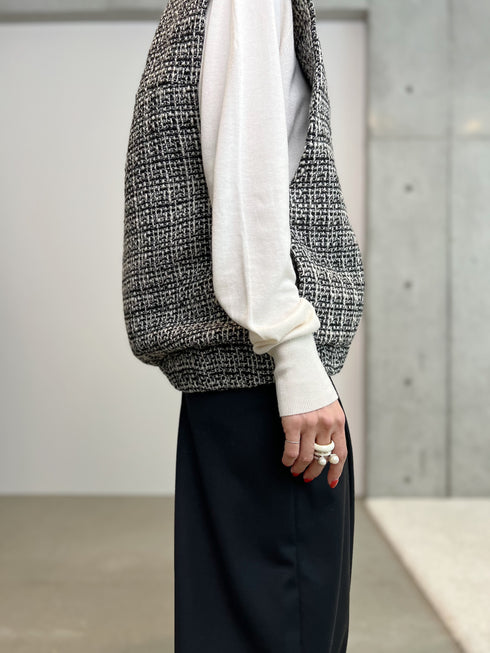 egg zip vest(wool tweed)