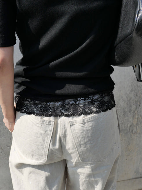 "NEW" lace trim tee(予約商品)