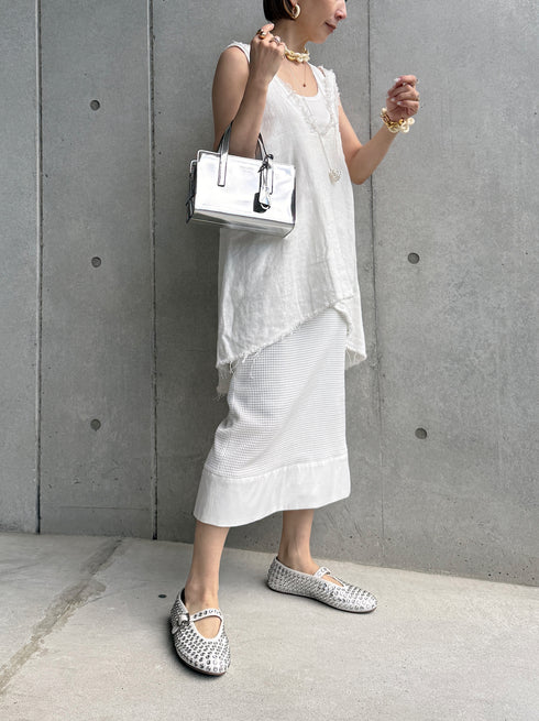 1099. rich linen fringe tank(予約商品)