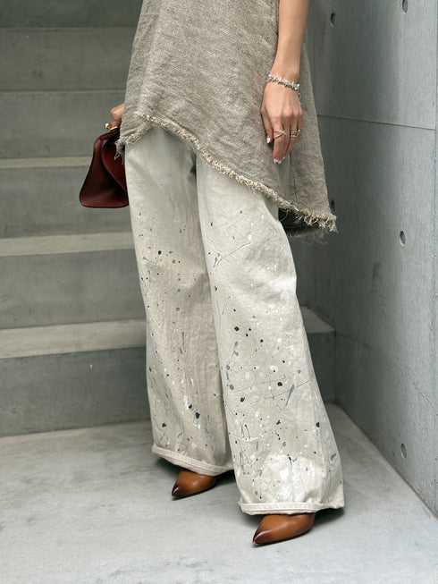 1099. rich linen fringe tank(予約商品)