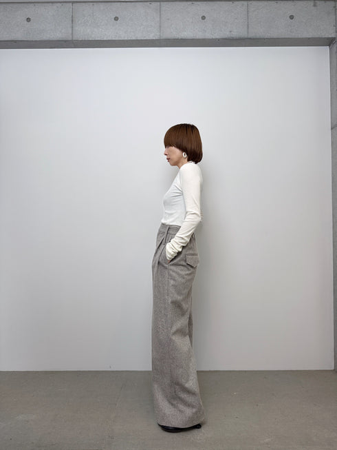 3piece - flannel wide slacks