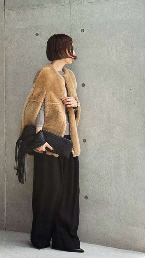 1201. Elise shearling cape jacket(予約商品)※ギフトあり