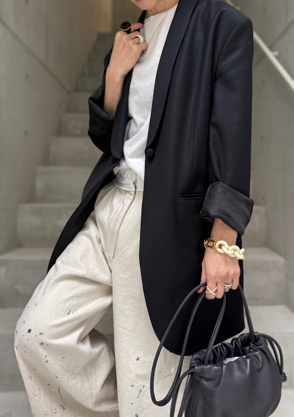 silk wool shawl collar jacket(予約商品)