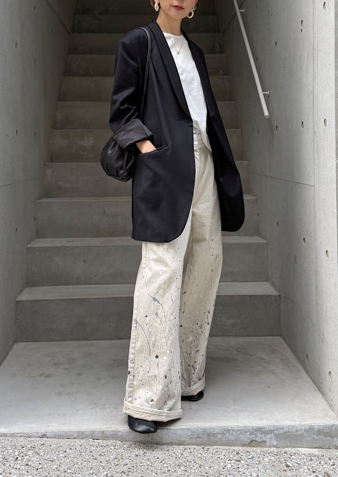 1052. silk wool shawl collar jacket