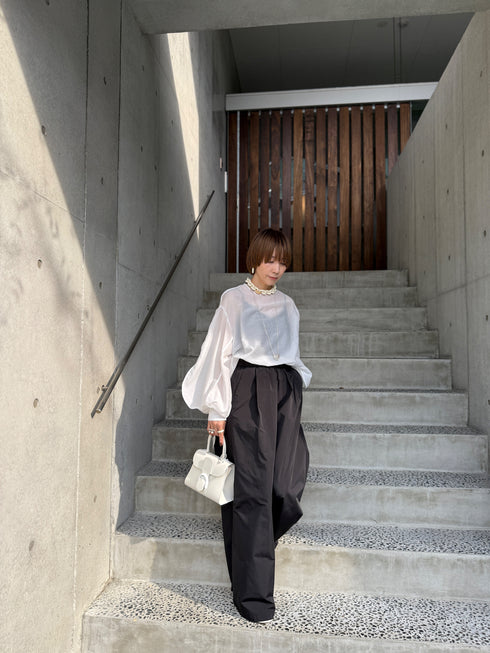 sheer volume sleeve blouse