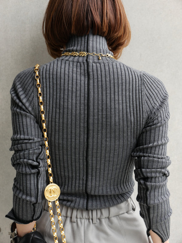 1214. line rib turtle knit(予約商品)