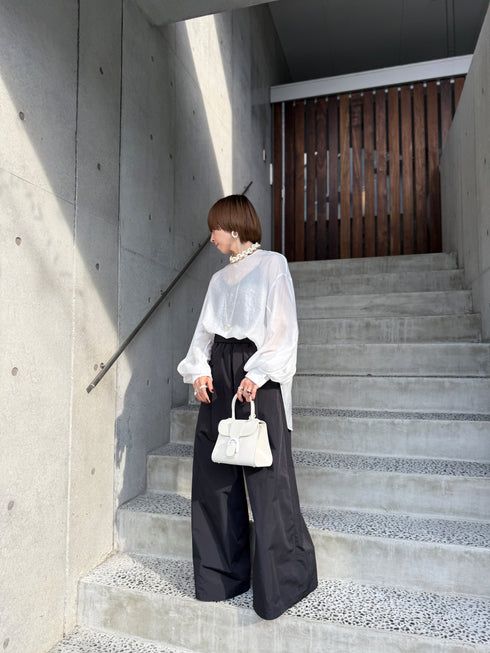 sheer volume sleeve blouse