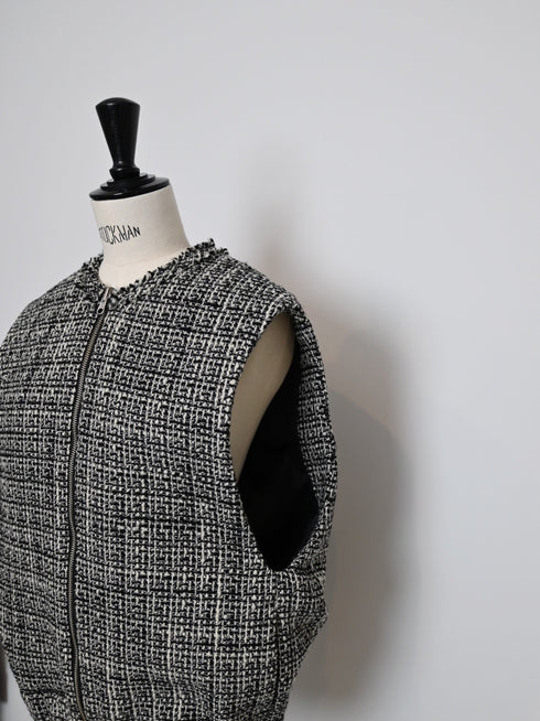 egg zip vest(wool tweed)