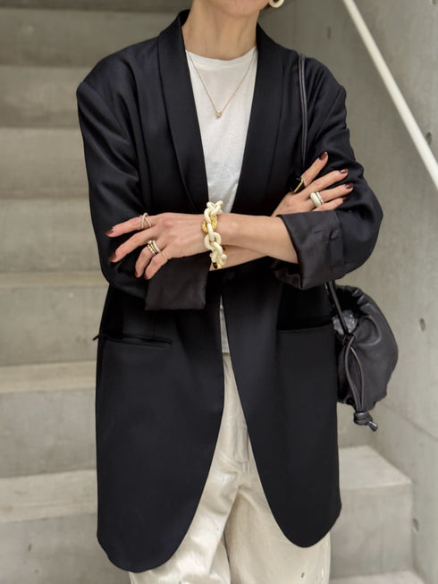 1052. silk wool shawl collar jacket