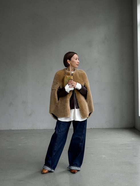 1201. Elise shearling cape jacket(予約商品)※ギフトあり