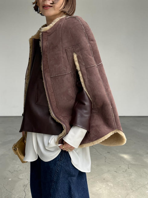 1201. Elise shearling cape jacket(予約商品)※ギフトあり