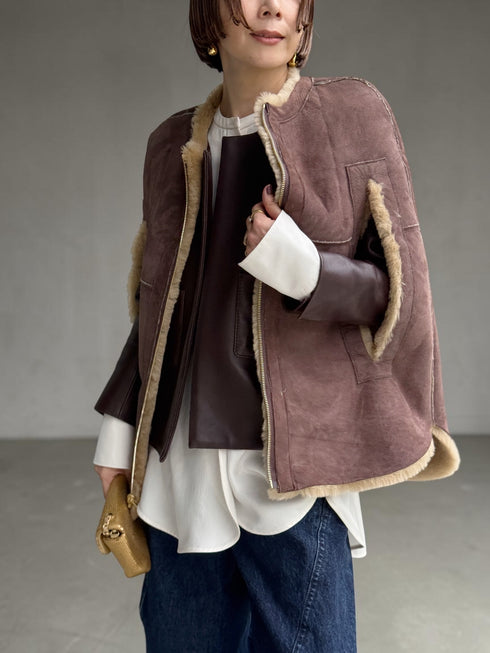 1201. Elise shearling cape jacket(予約商品)※ギフトあり