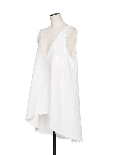 1099. rich linen fringe tank(予約商品)