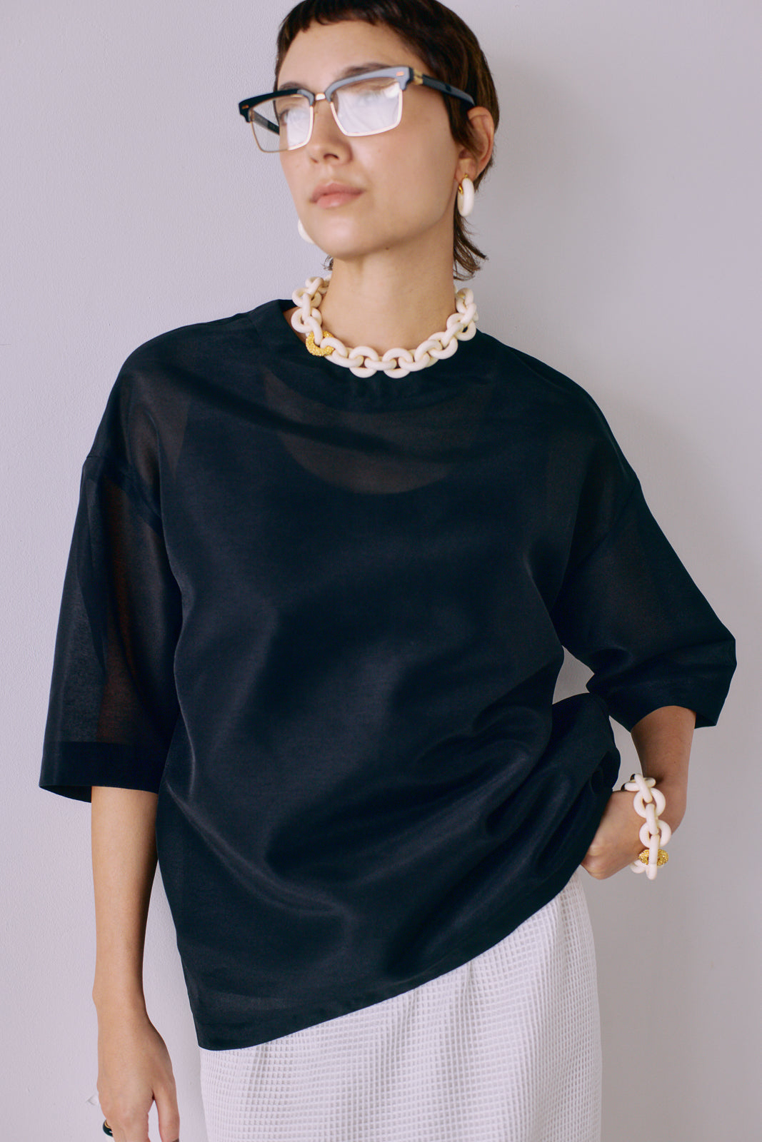 【新品タグ付き】chieko+ チエコプラス dress T shirt 黒36 TOPS｜CHIEKO+(チエコプラス)公式通販